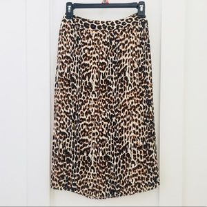 Express Leopard Animal Print Midi Skirt